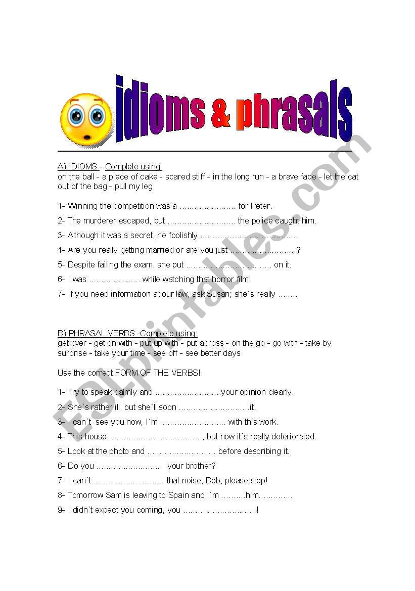 IDIOMS & PHRASALS worksheet