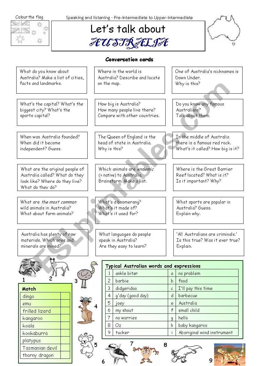 Lets talk about AUSTRALIA worksheet