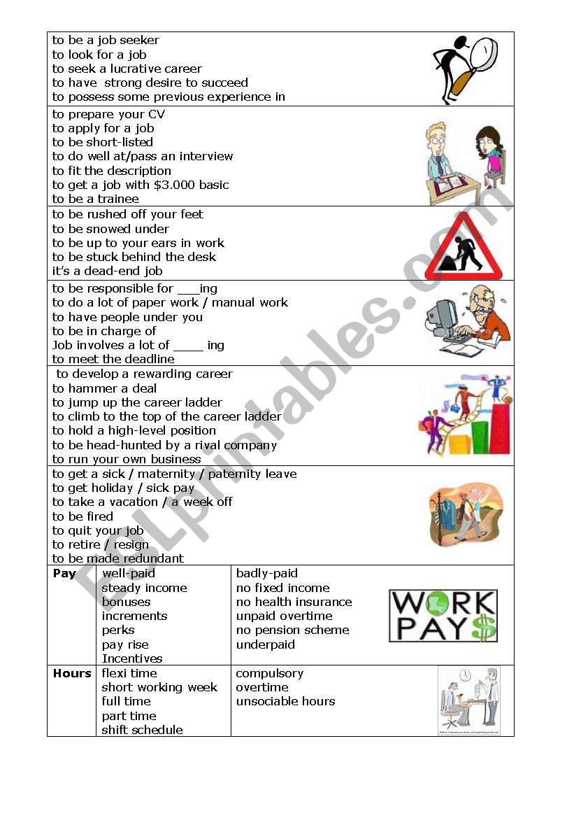 JOB verbs worksheet