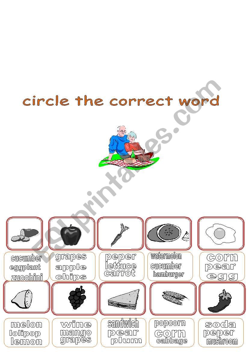food vocabulary page 2 worksheet