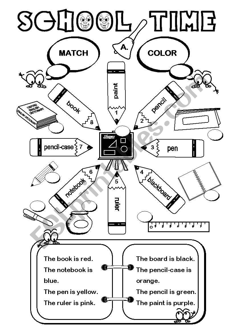 School Time (1/2) - 2 pages worksheet