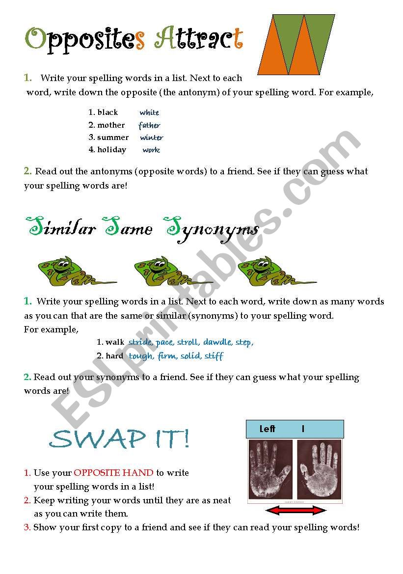 Spelling activities 3 worksheet