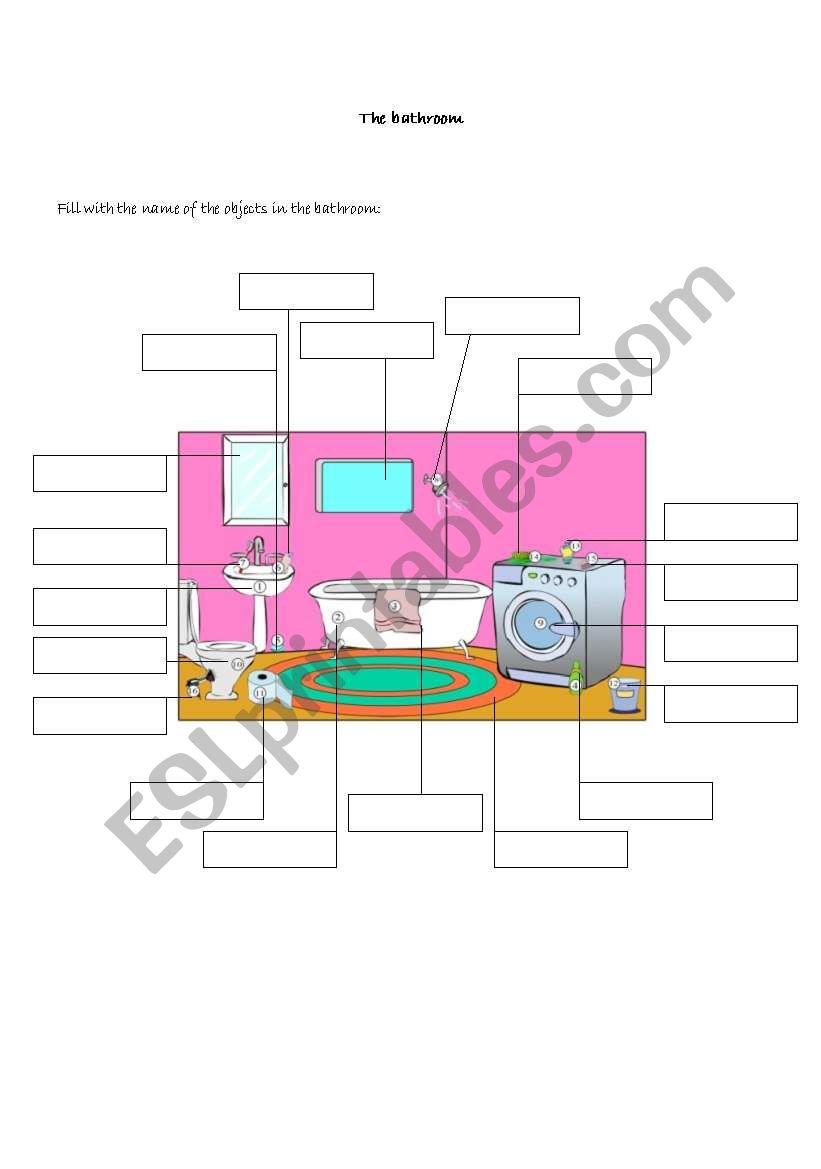 bathroom objects worksheet