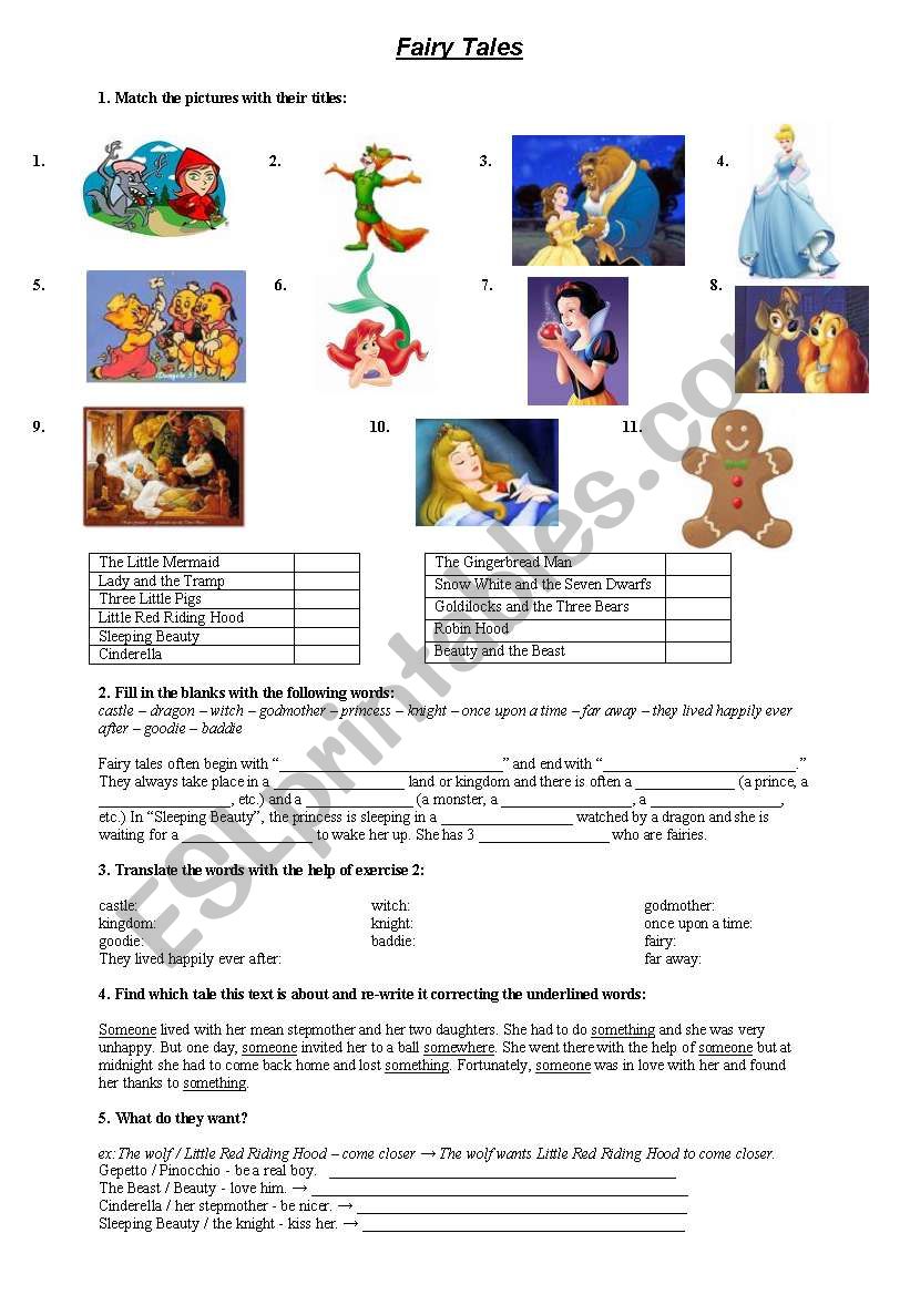 Fairy Tales worksheet