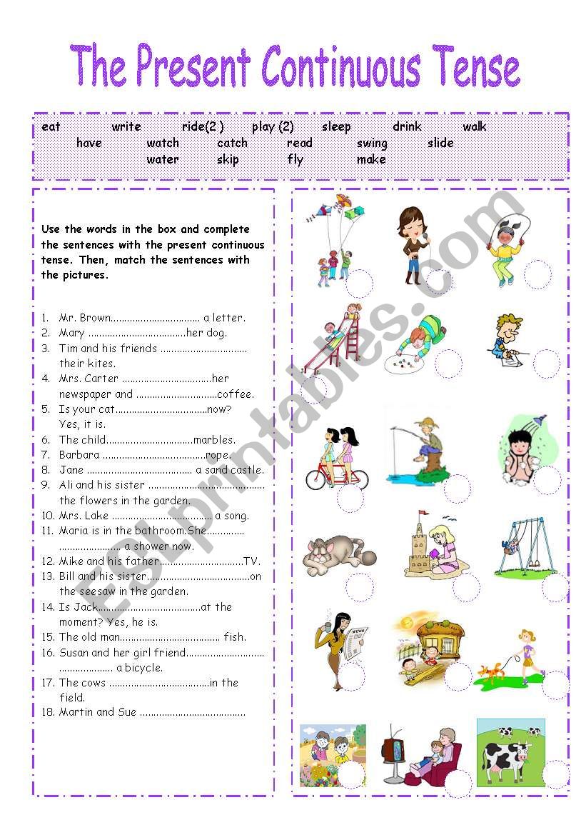 The Present Continuous Tense worksheet