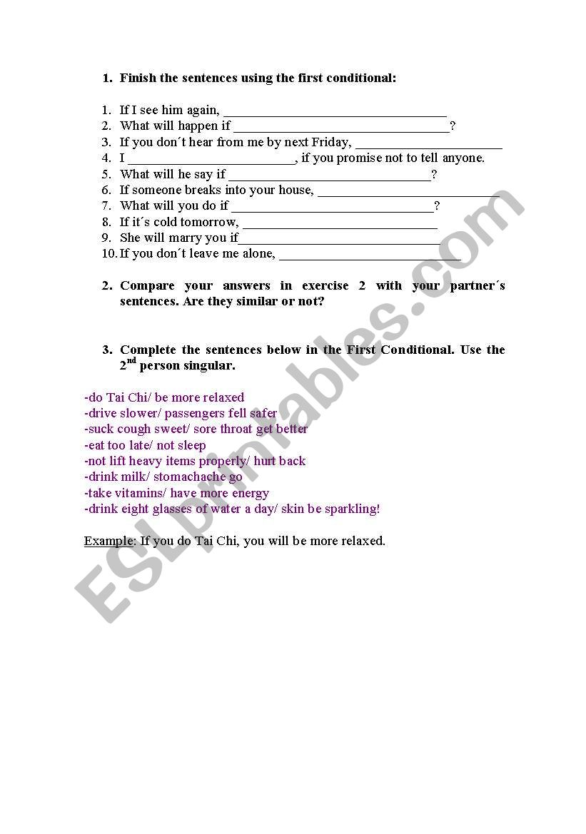 first conditional worksheet
