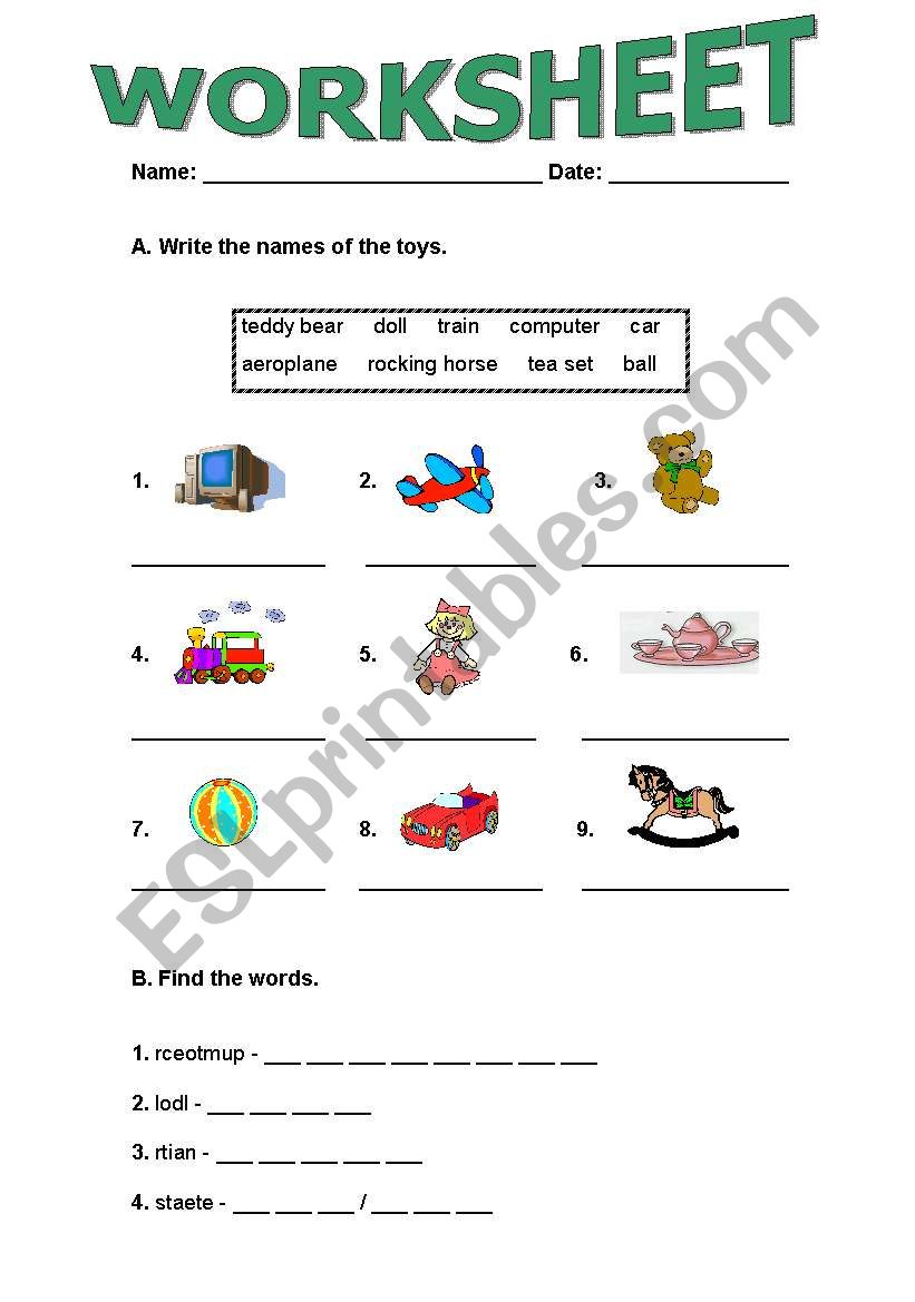 Toys and Possessive Case worksheet