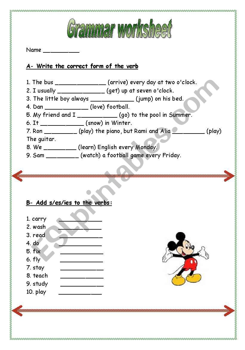 present simple  worksheet