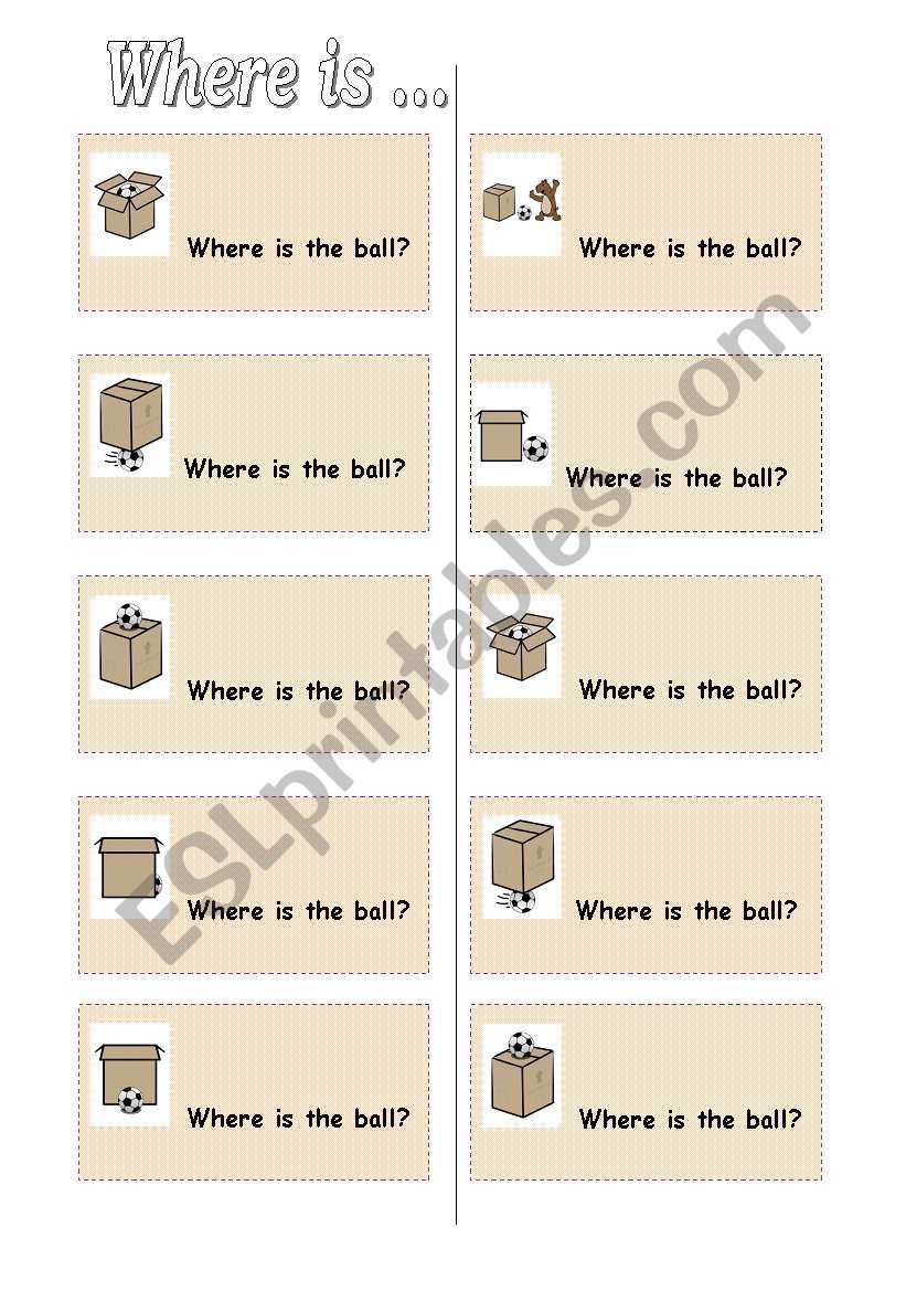 Preposition Cards worksheet