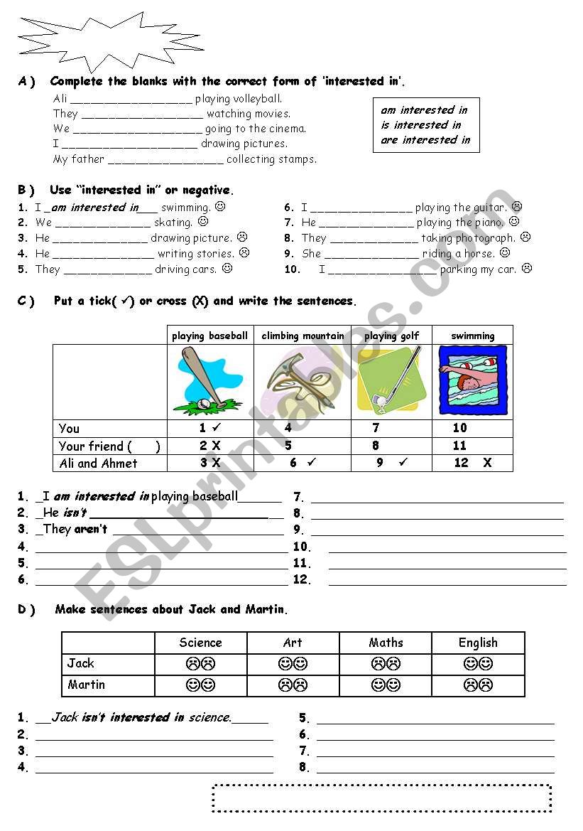 interested in worksheet