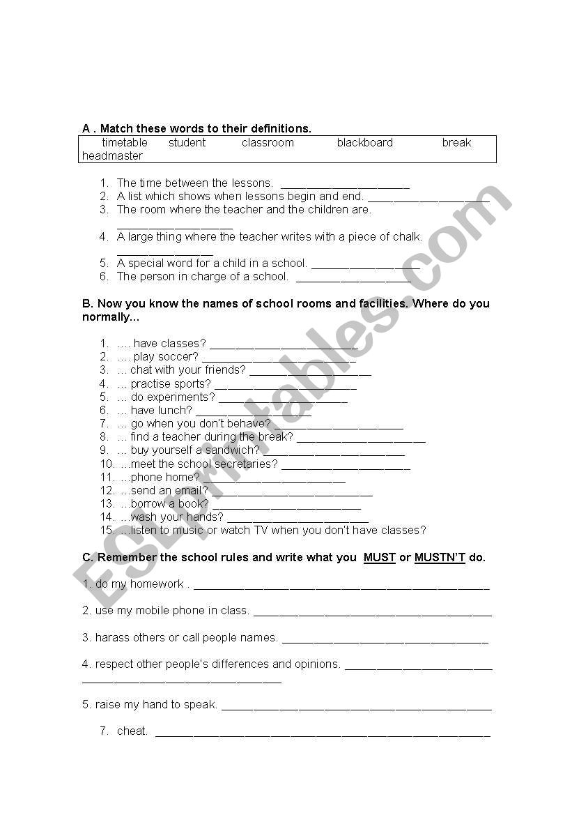 School worksheet