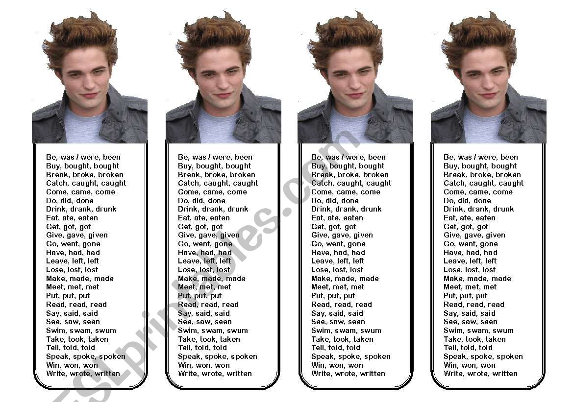 Twilight and irregular verbs worksheet