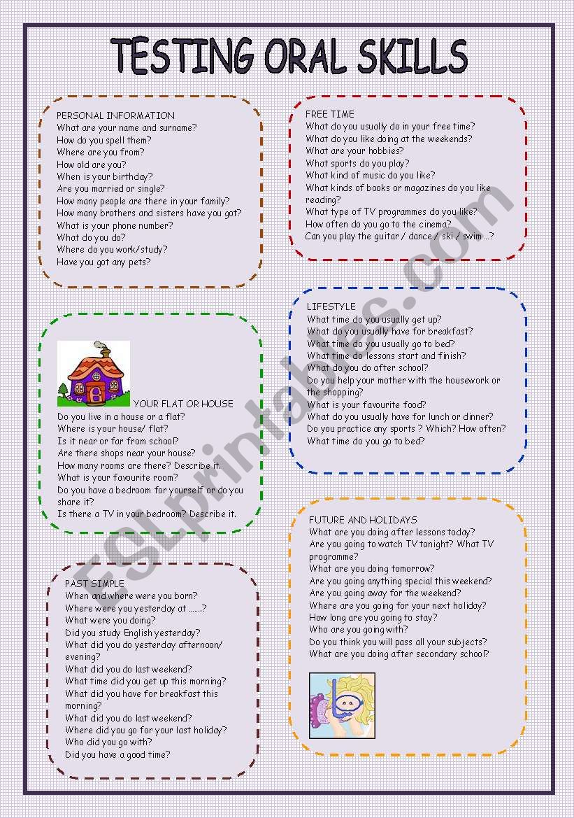 TESTING ORAL SKILLS worksheet