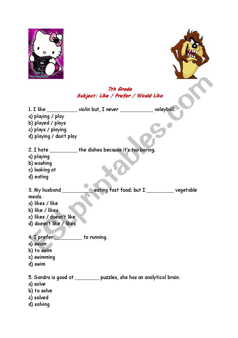 test worksheet