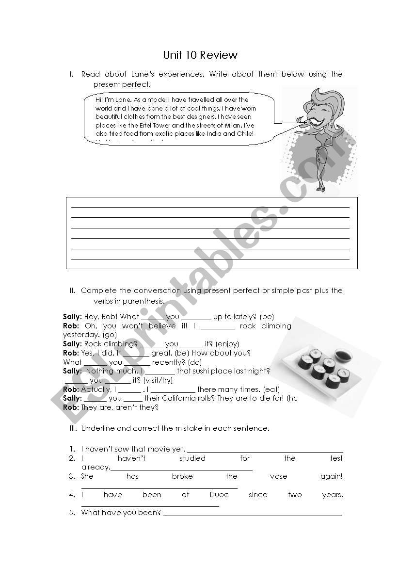 Present Perfect review worksheet