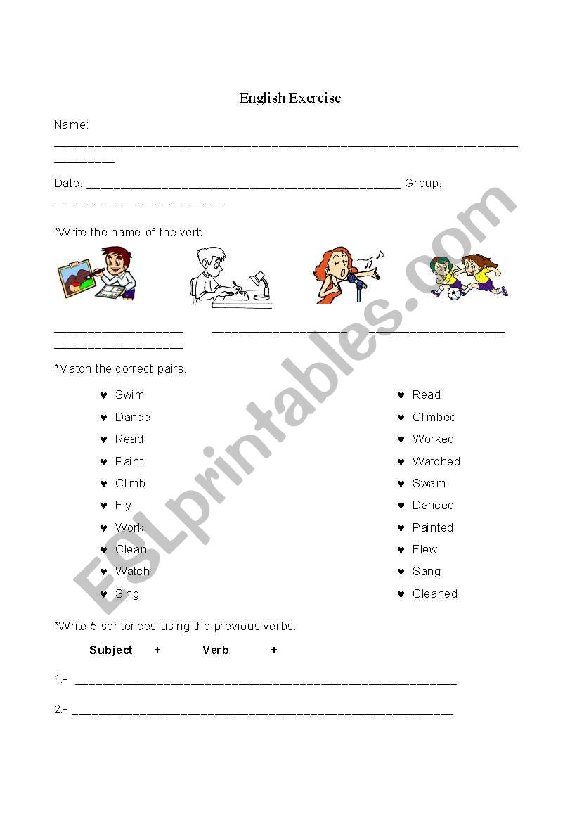 Verbs Activity worksheet
