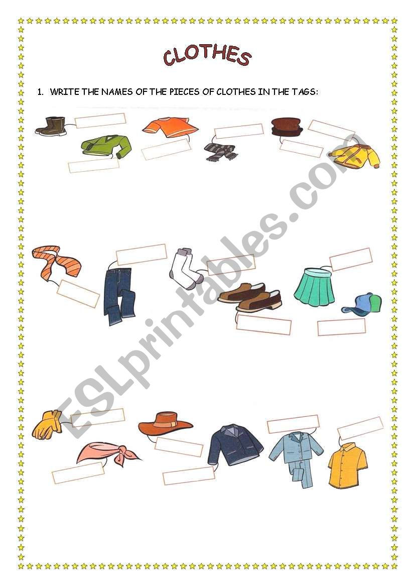 CLOTHES worksheet