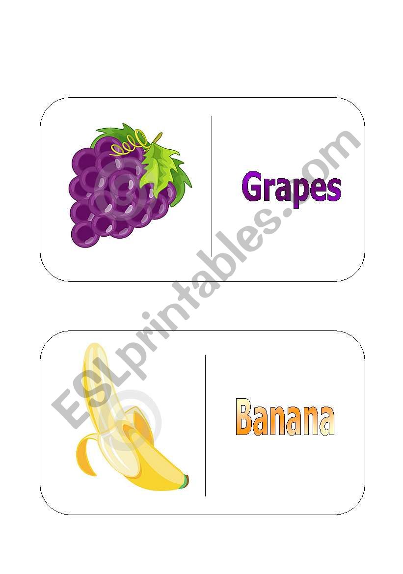FRUITS FLASHCRDS SET 1 (2 PAGES)