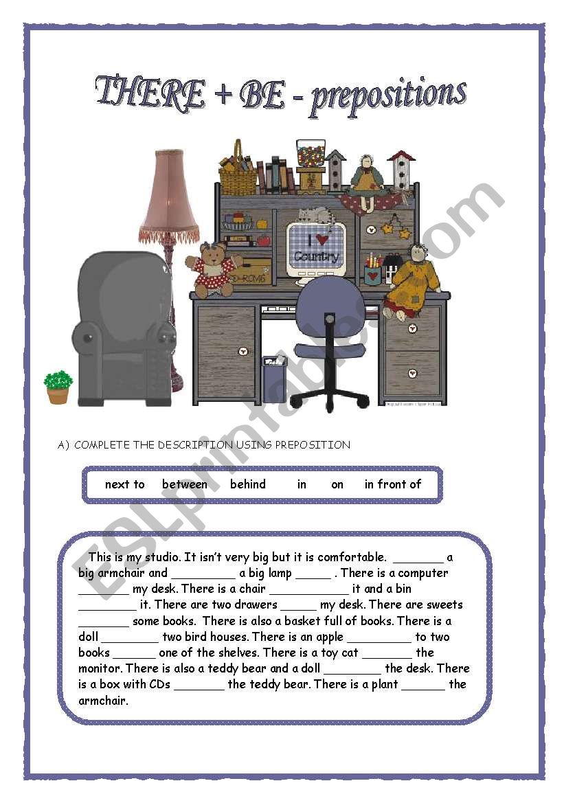 THERE + BE/ PREPOSITIONS worksheet