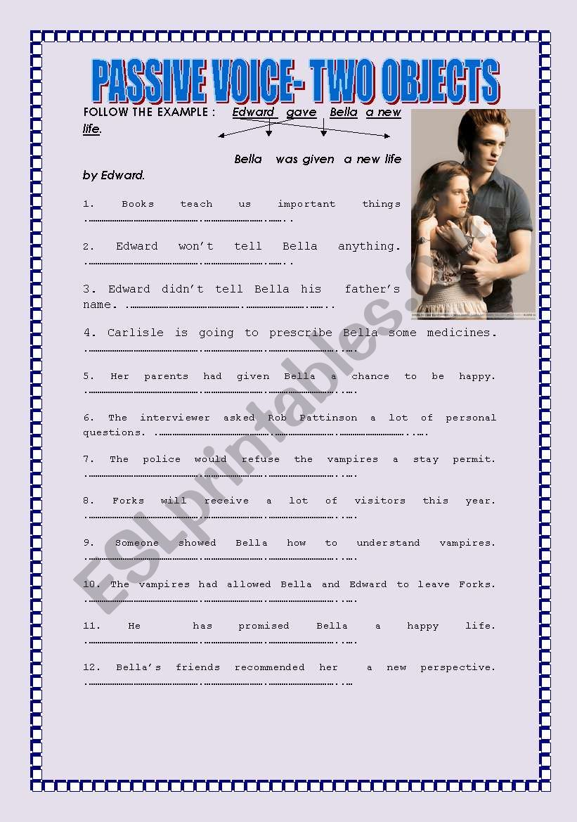 Passive - two objecta worksheet