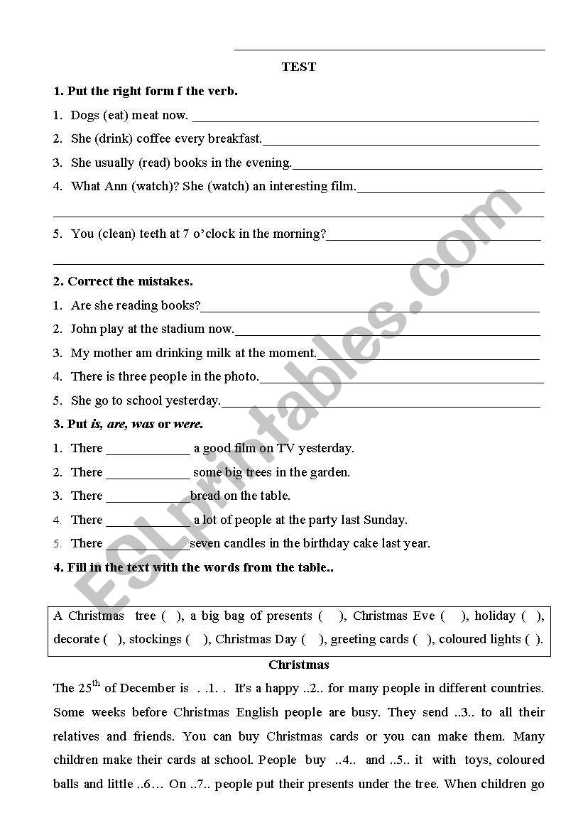 Little test worksheet