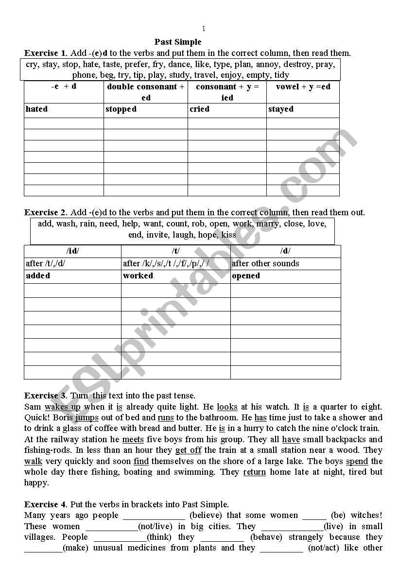 Past Simple worksheet