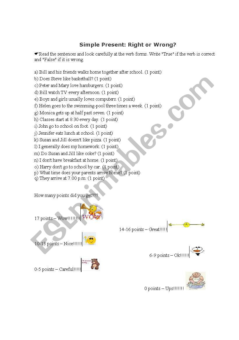 present simple  worksheet