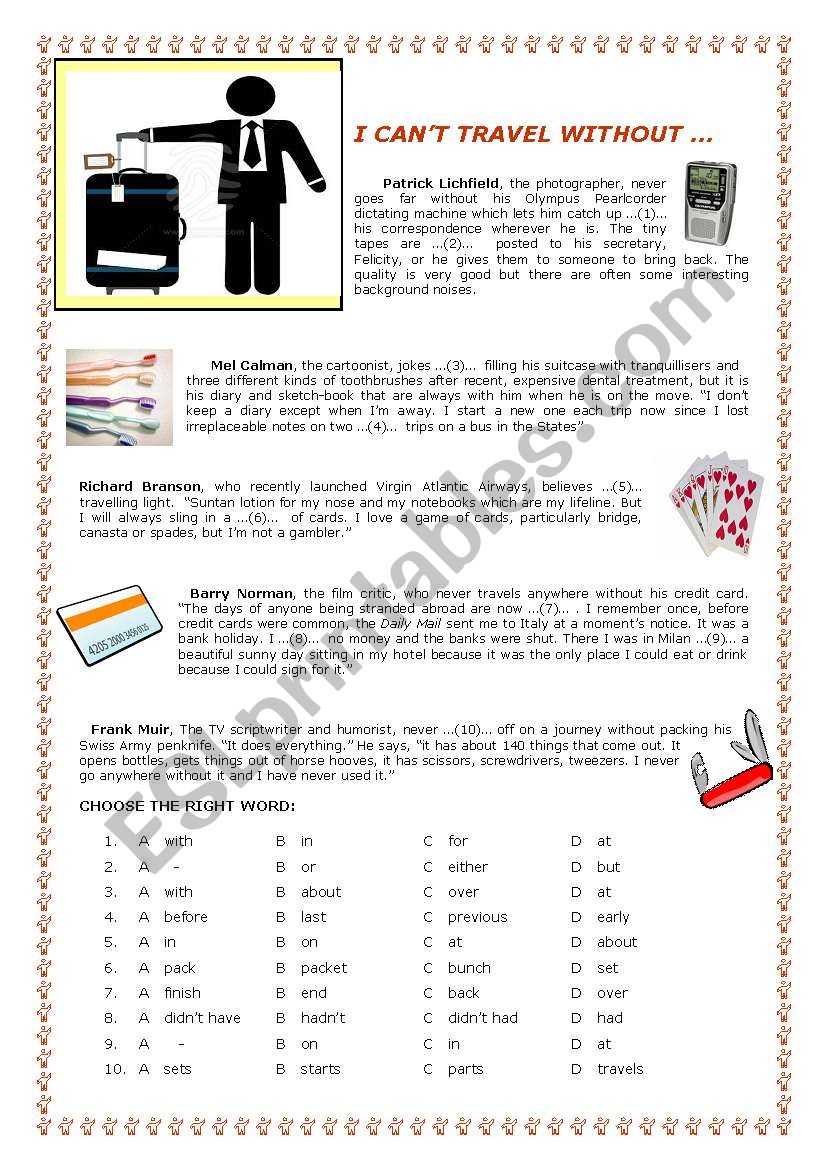 Multiple Choice cloze test worksheet