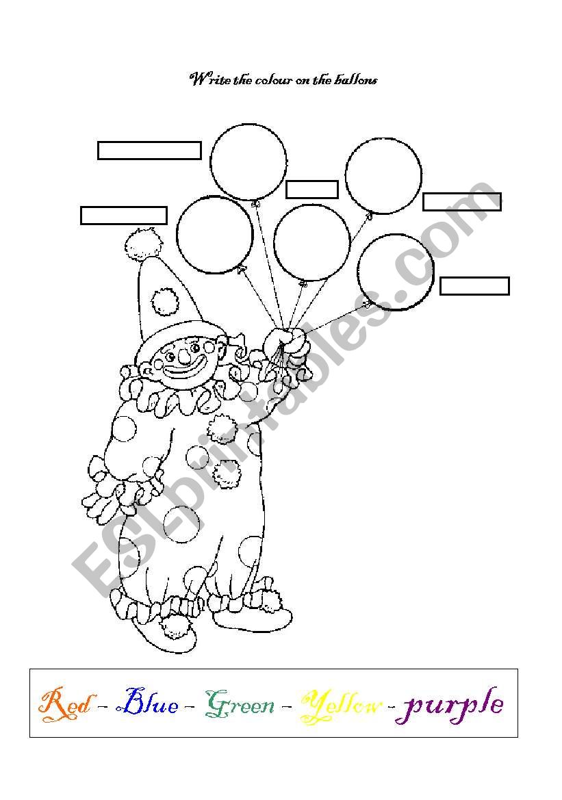 the colours worksheet