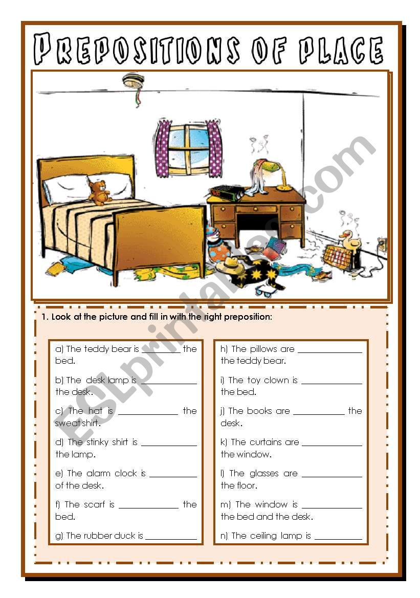 Prepositions of place worksheet