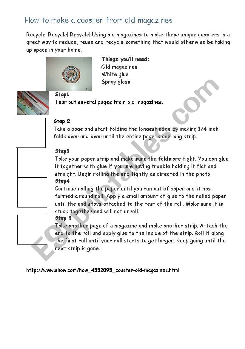 Paper coaster worksheet