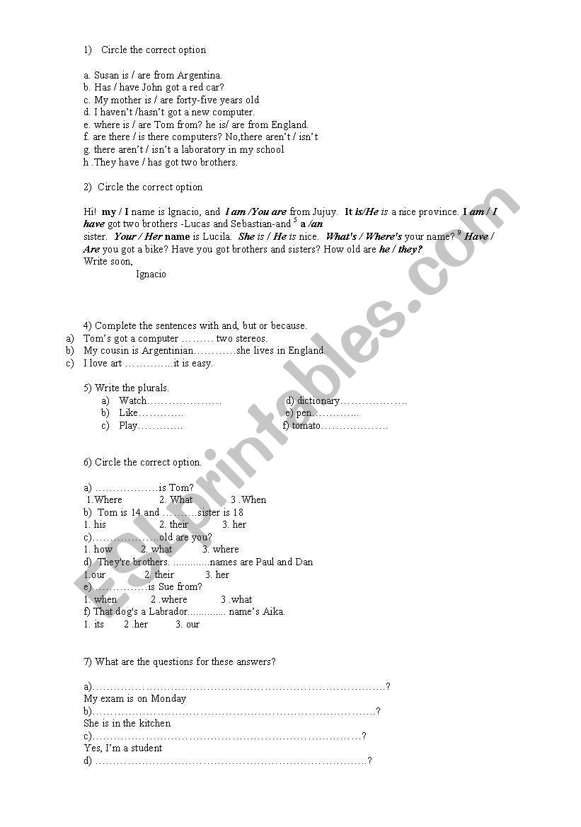 test  worksheet