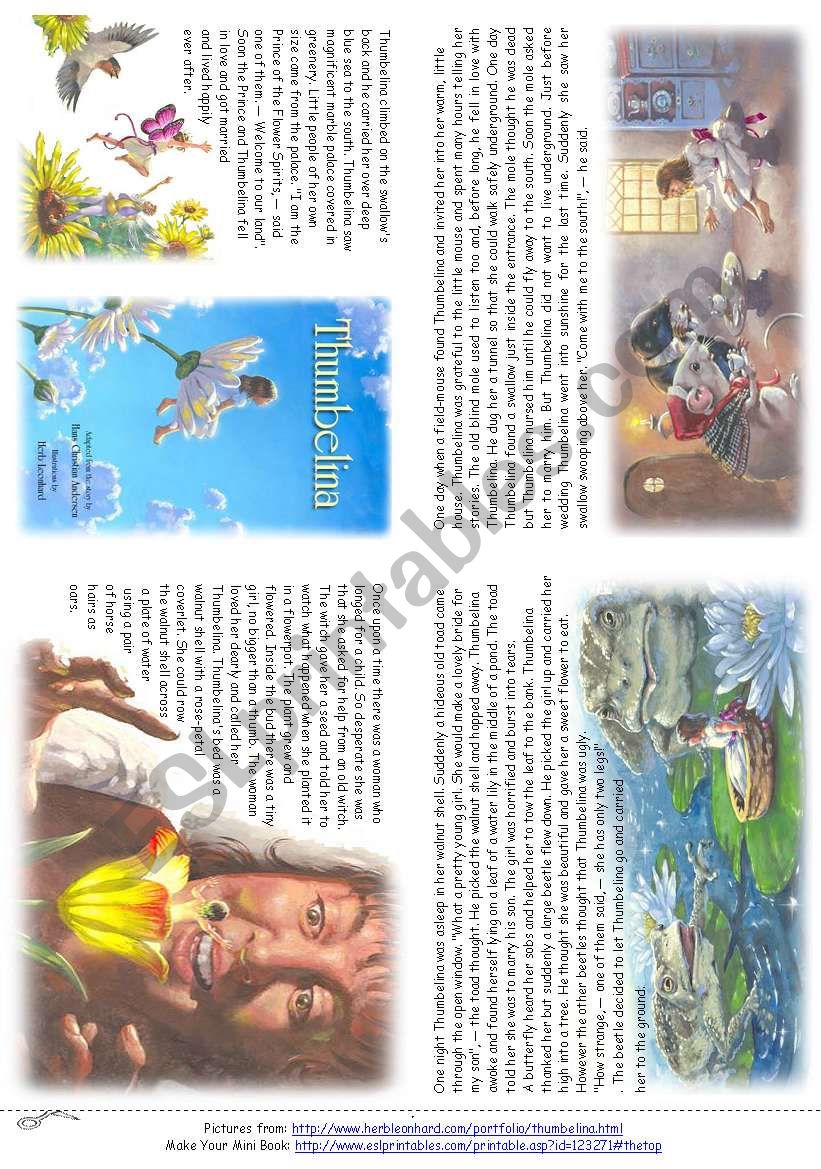 Thumbelina (Story Mini Book) worksheet