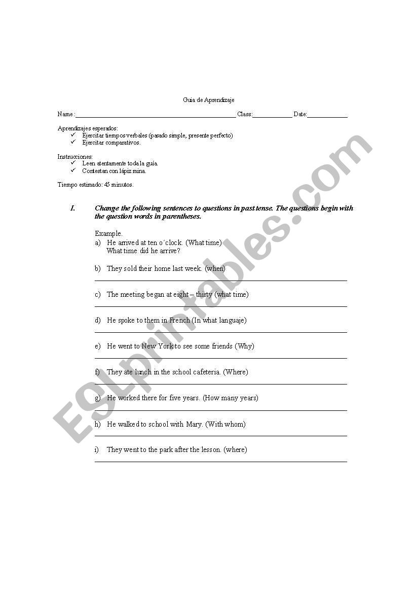 Simple past, present perfect worksheet