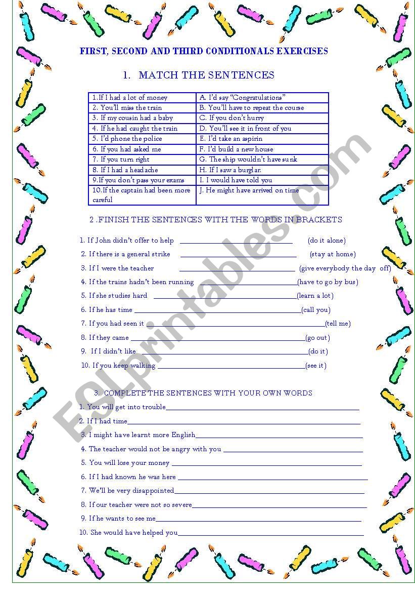 CONDITIONALS EXERCISES worksheet