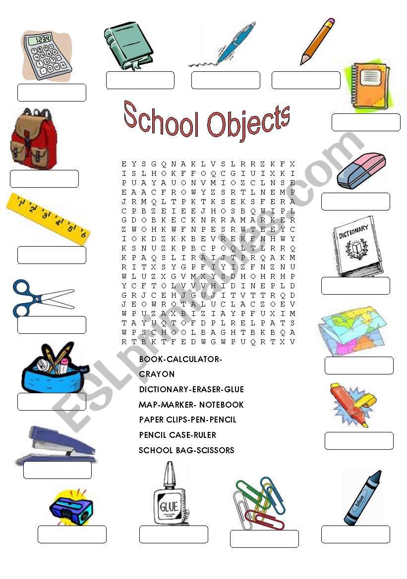 SCHOOL OBJECTS worksheet