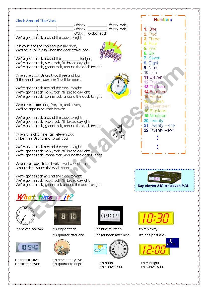 LetÂ´s Rock Around The Clock worksheet