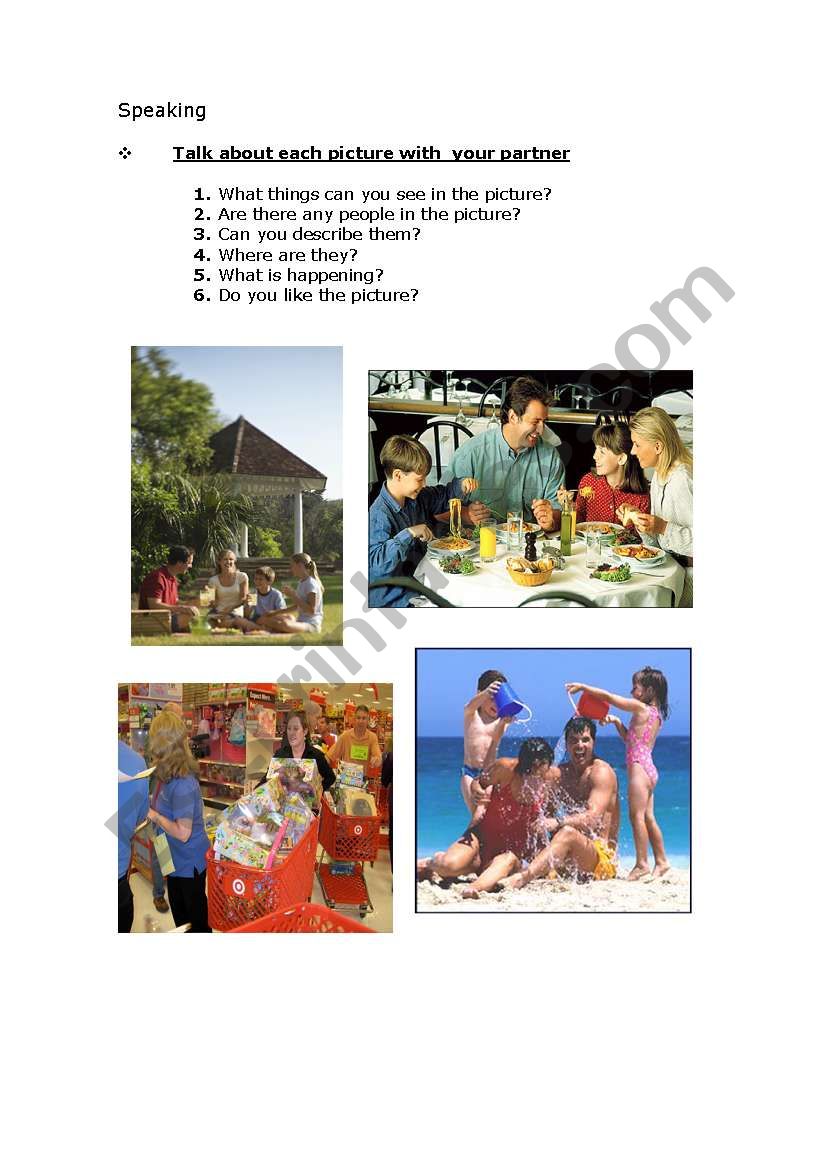 Speaking Activity worksheet