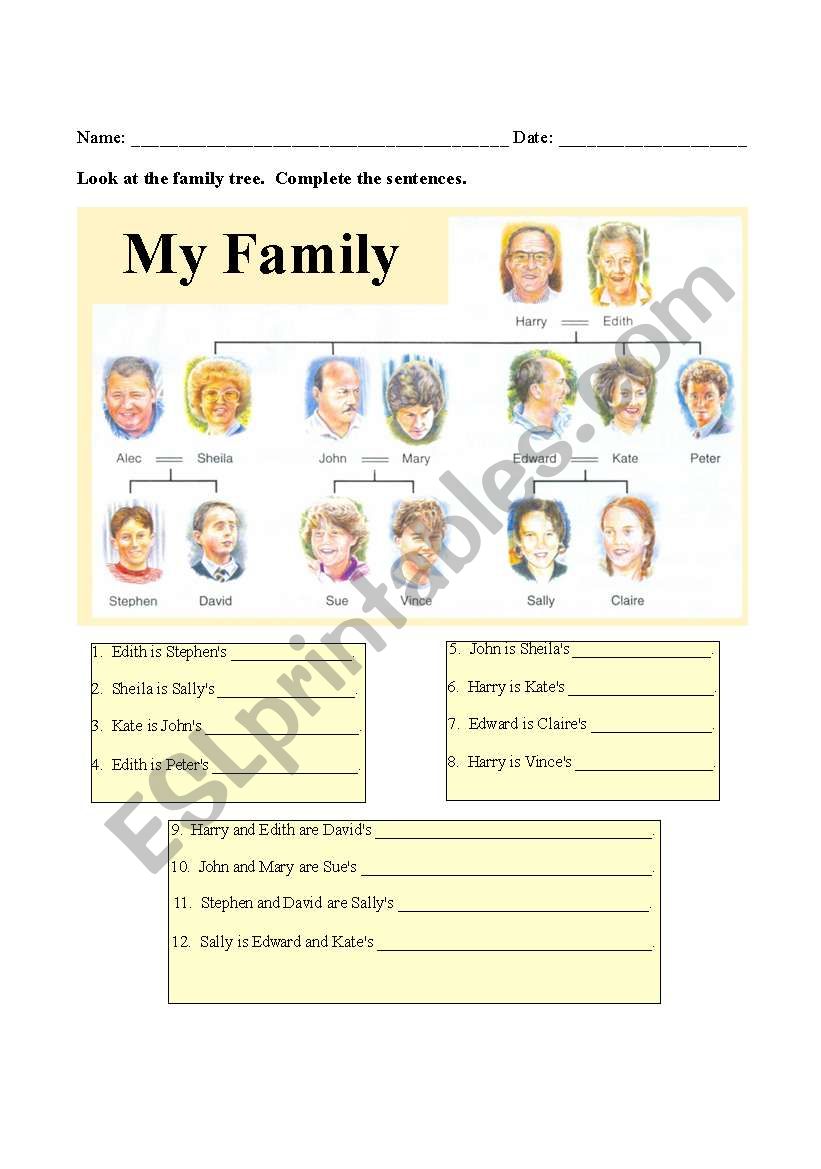 The Family worksheet