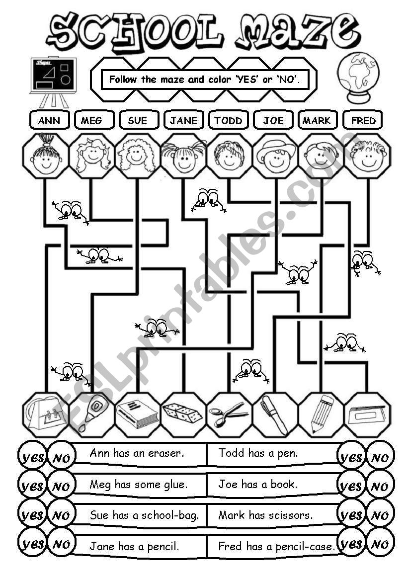 School Maze  worksheet