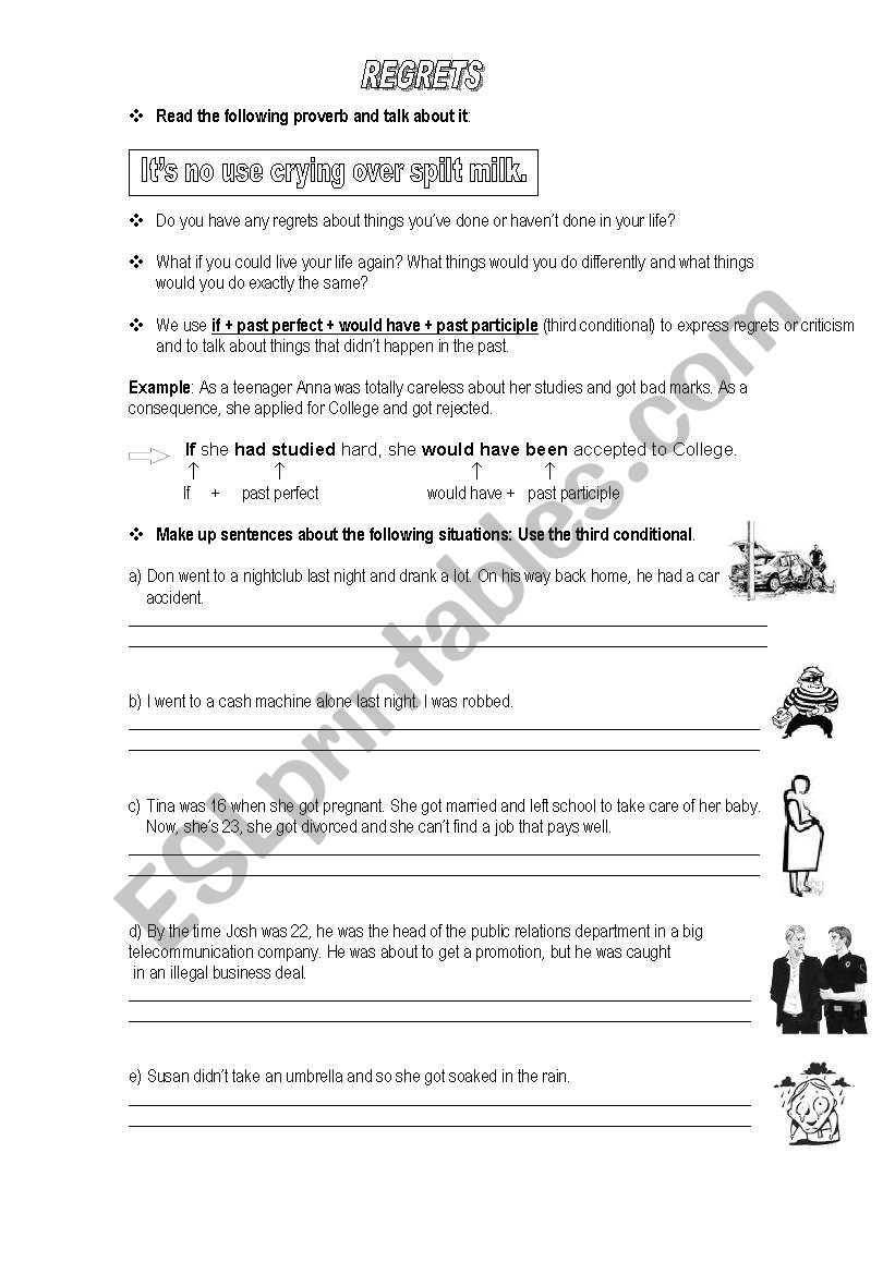 Third Conditionals (Regrets) worksheet