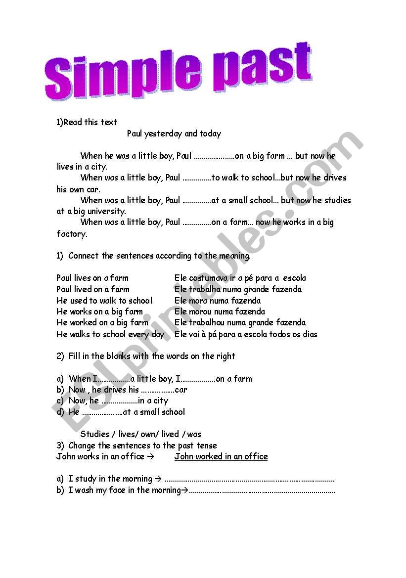 simple past  worksheet