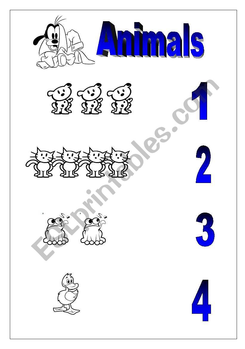 animals and numbers. worksheet