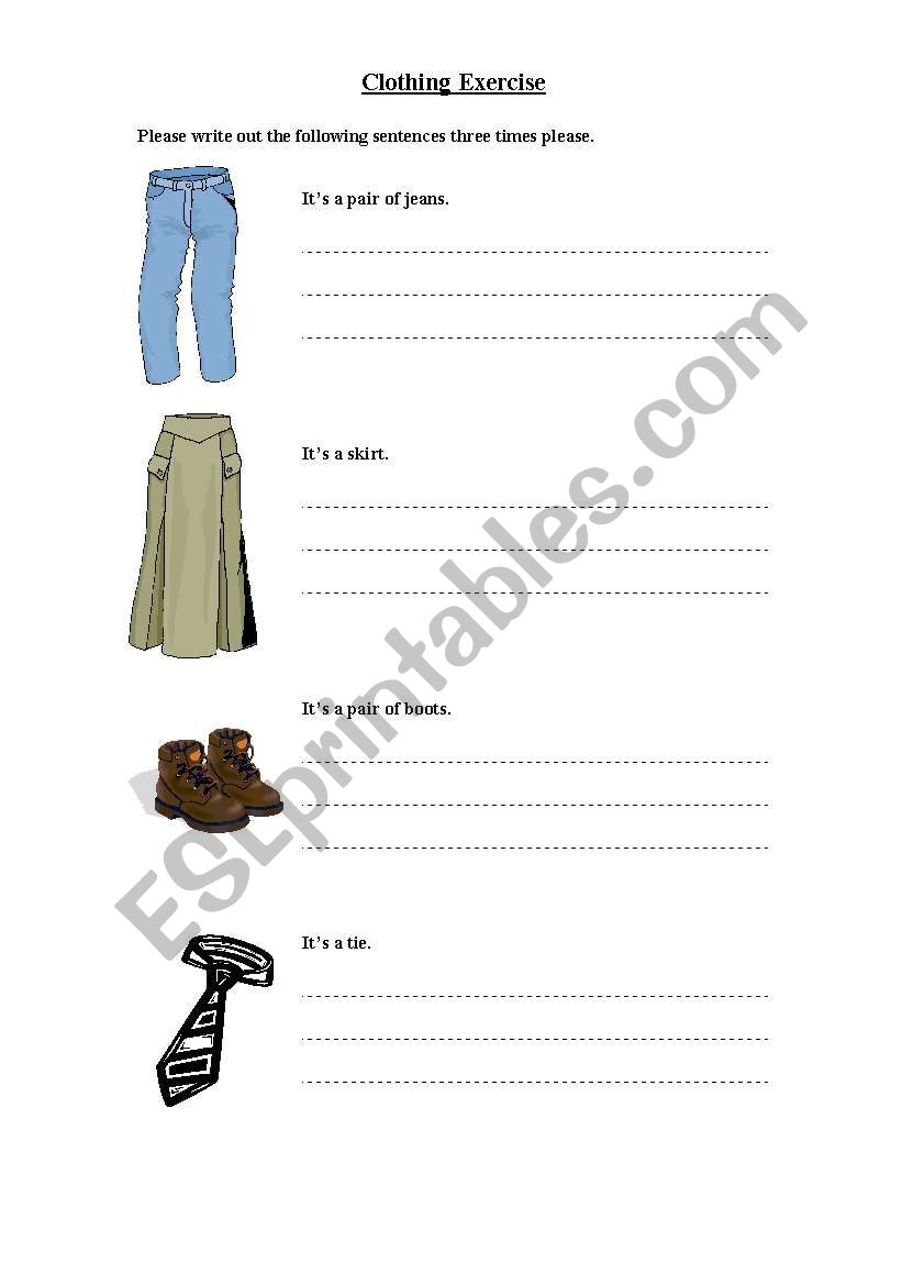 clothes worksheet