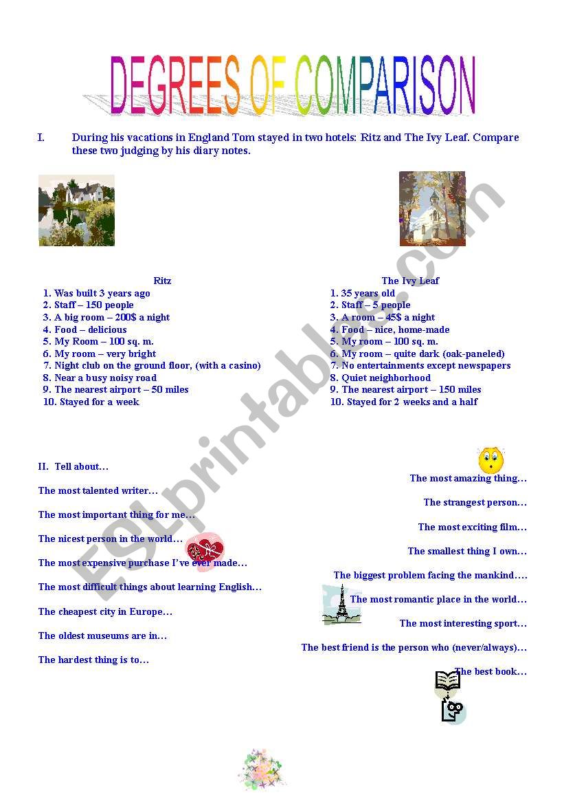 DEGREES OF COMPARISON worksheet