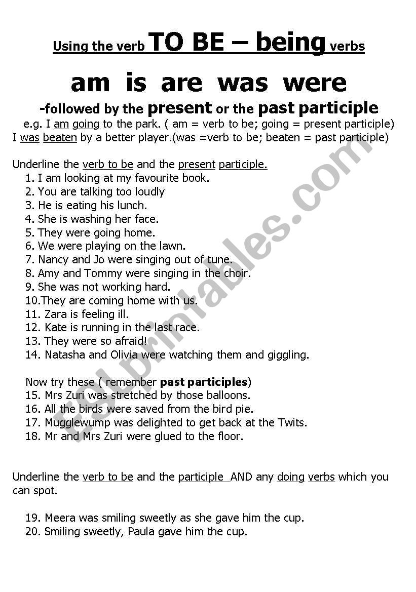 english-worksheets-being-verb