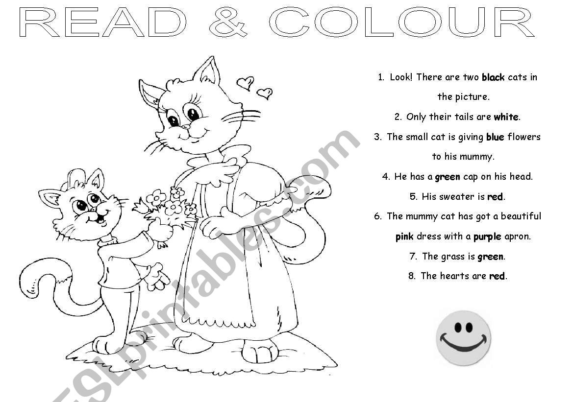 READ AND COLOUR- reading comprehension and colouring