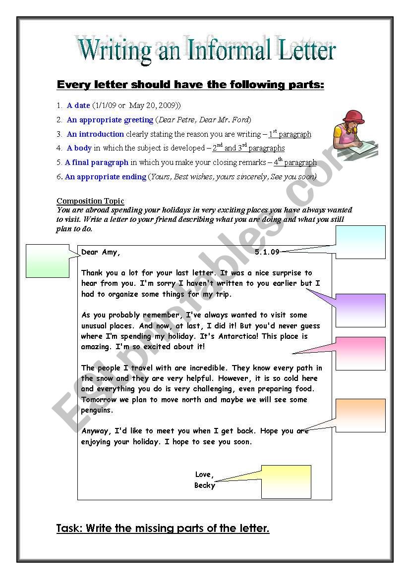 Informal (Friendly) Letter worksheet