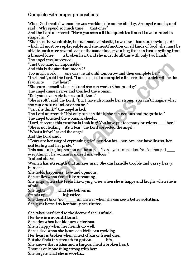 God created a woman - Part 2 worksheet