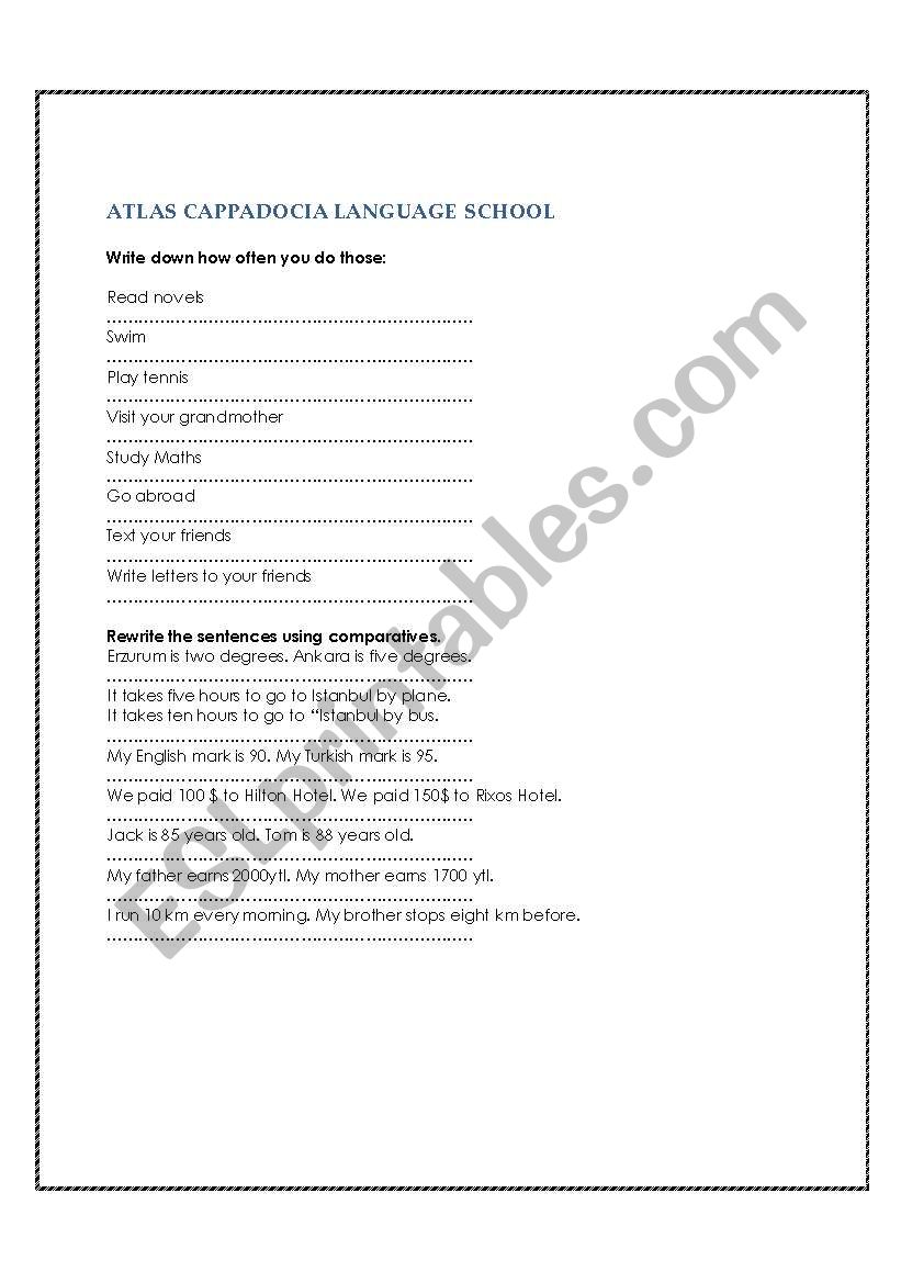 comparatives worksheet